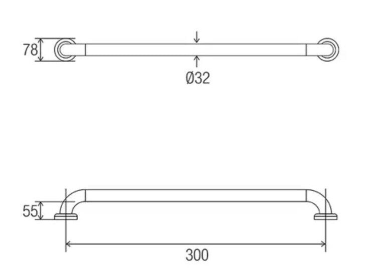 GalvinAssist® Straight 300mm Grab Rail Stainless Steel