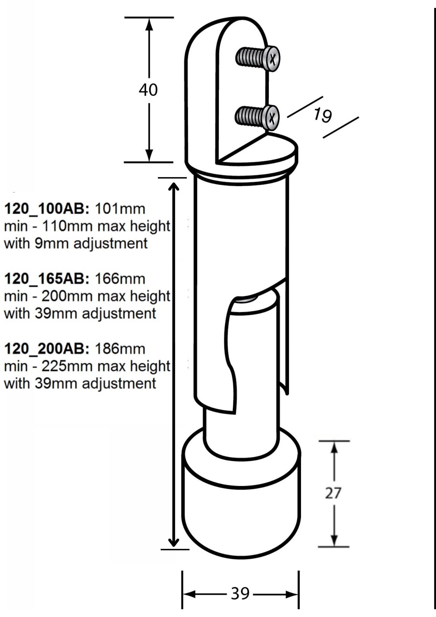 Heavy Duty Full Aluminium Leg