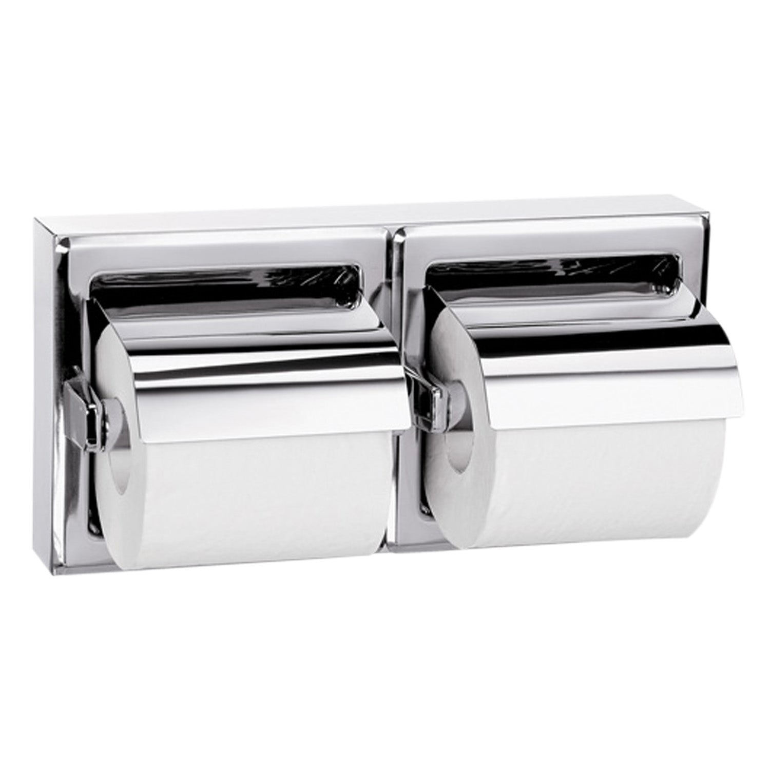 Double Toilet Tissue Dispenser Horizontal Dual Roll with Hinged Hood