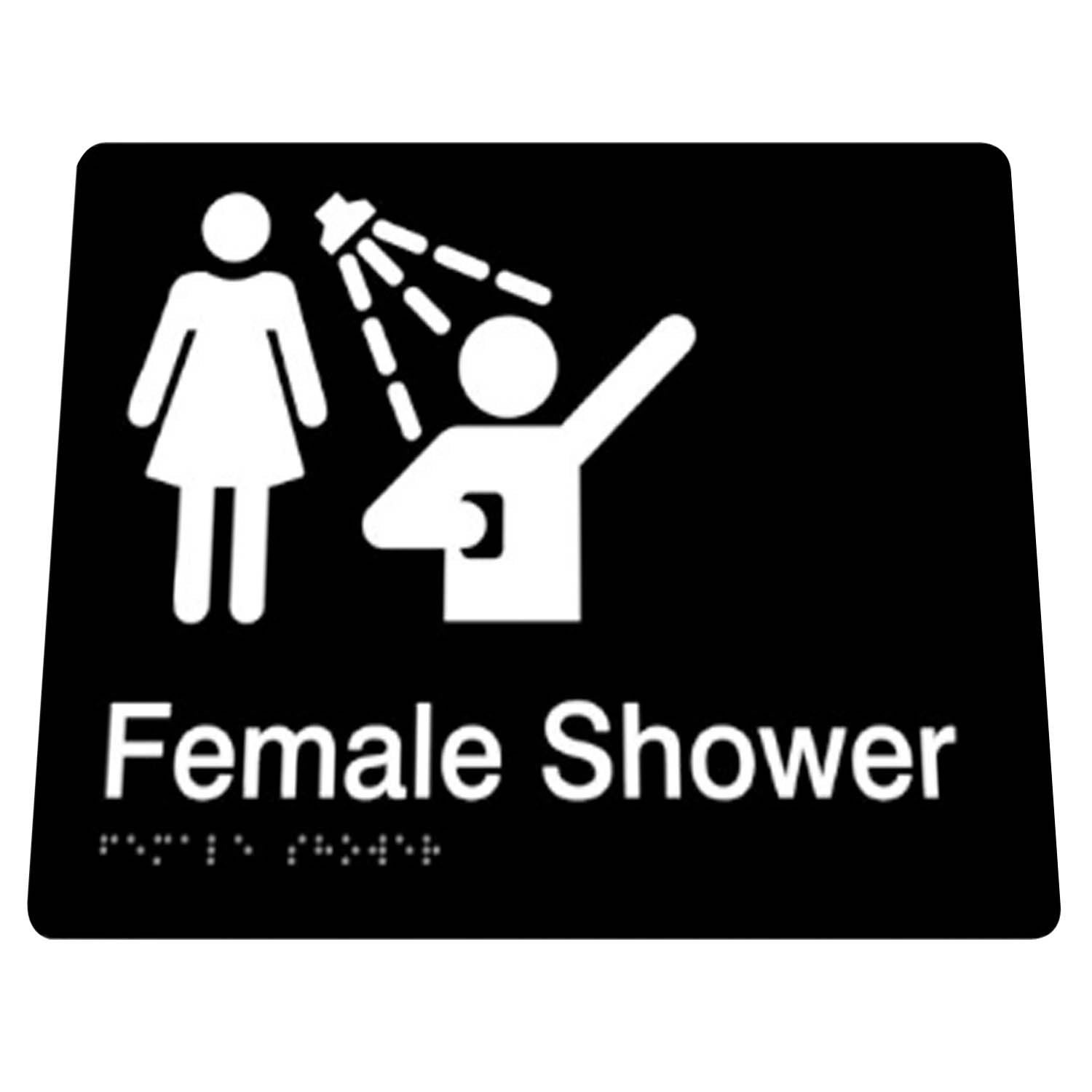 Female Shower Braille Sign 3mm Thick Moulded ABS Plastic Black