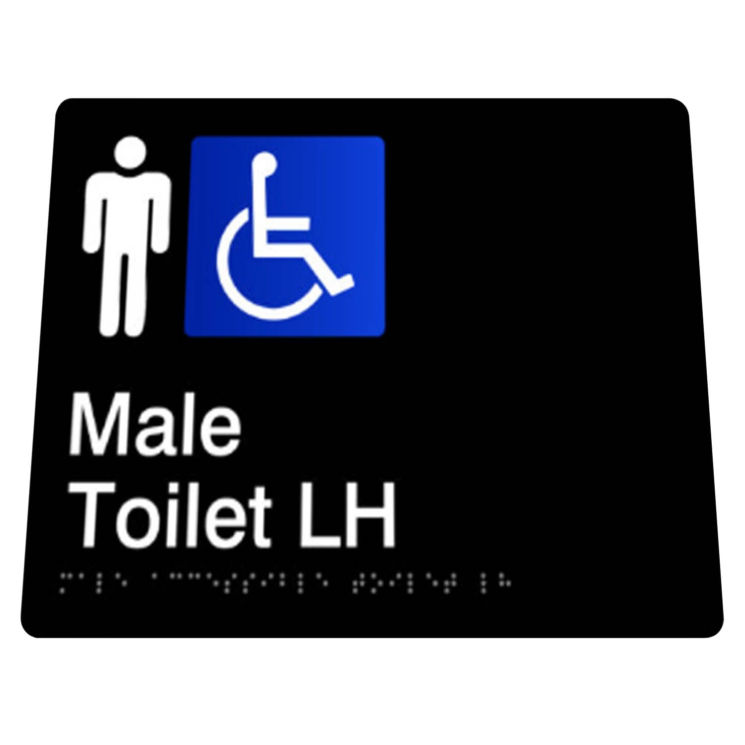 Male Disabled Toilet Braille Sign Black 3mm Thick Moulded ABS Plastic