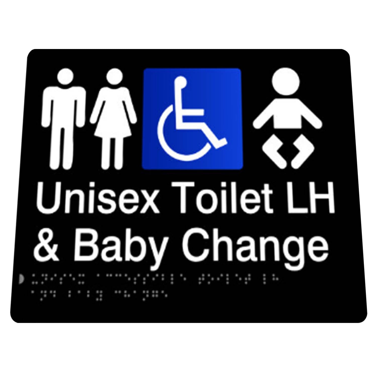 Unisex Disabled, Toilet and Parent Room Braille Sign Black