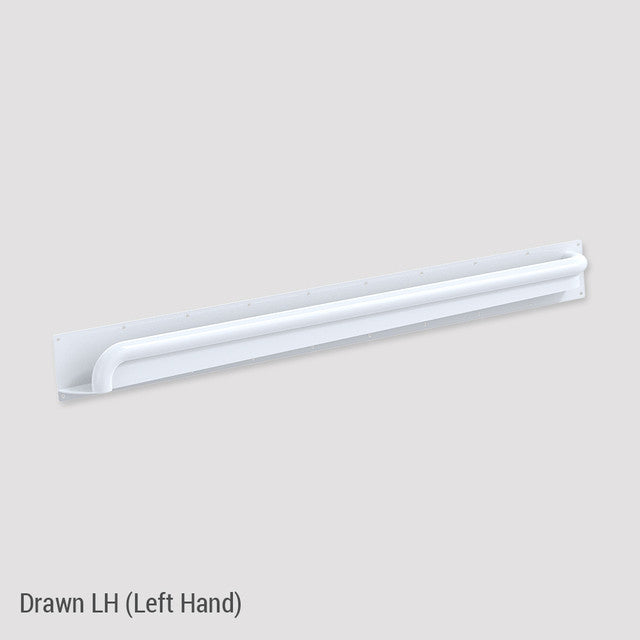 Anti-Ligature Horizontal Grab Rail Antimicrobial White Left Hand