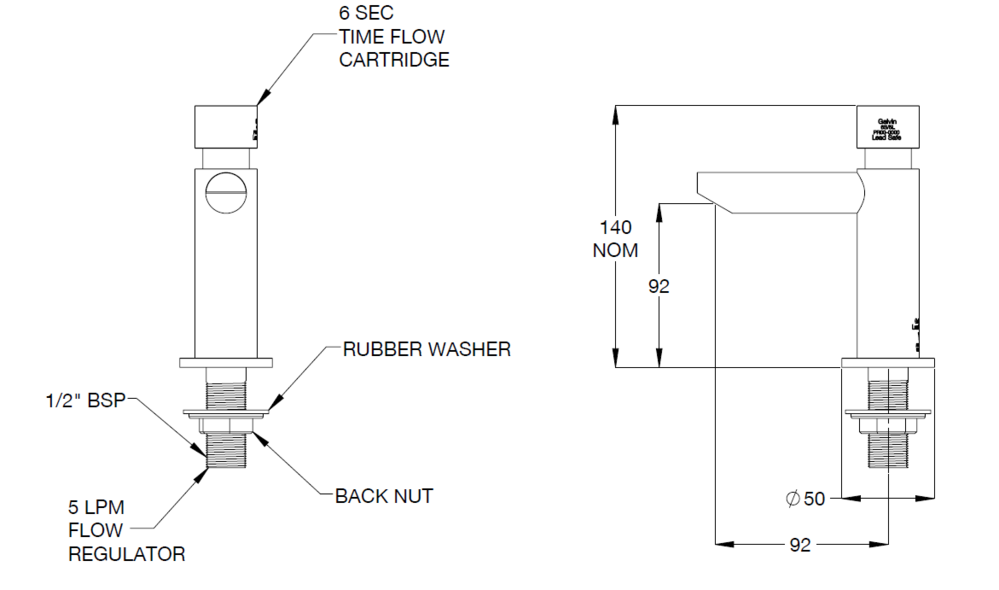 Ezy-Push® SS316 Lead Safe™ Timeflow Push Button Pillar Tap 6 Sec - MI