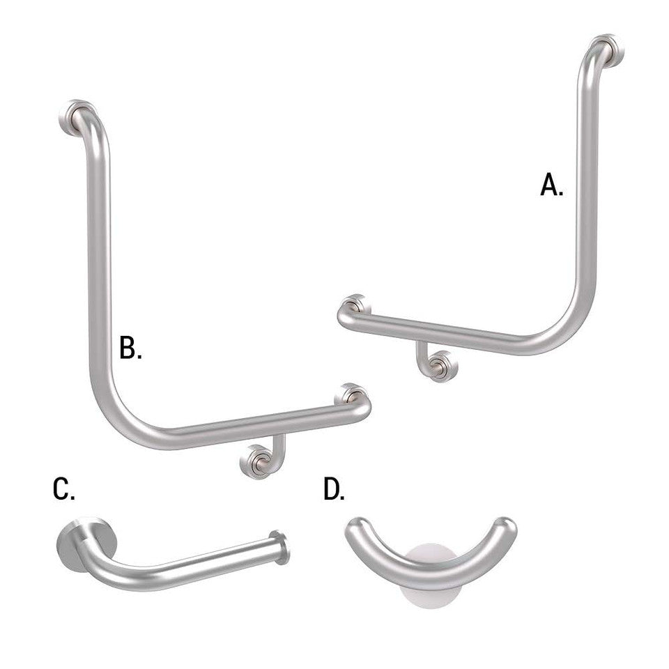 Ambulant Accessible Sanitary Compartment 454 Combination Set Hygienic Seal Brushed Stainless