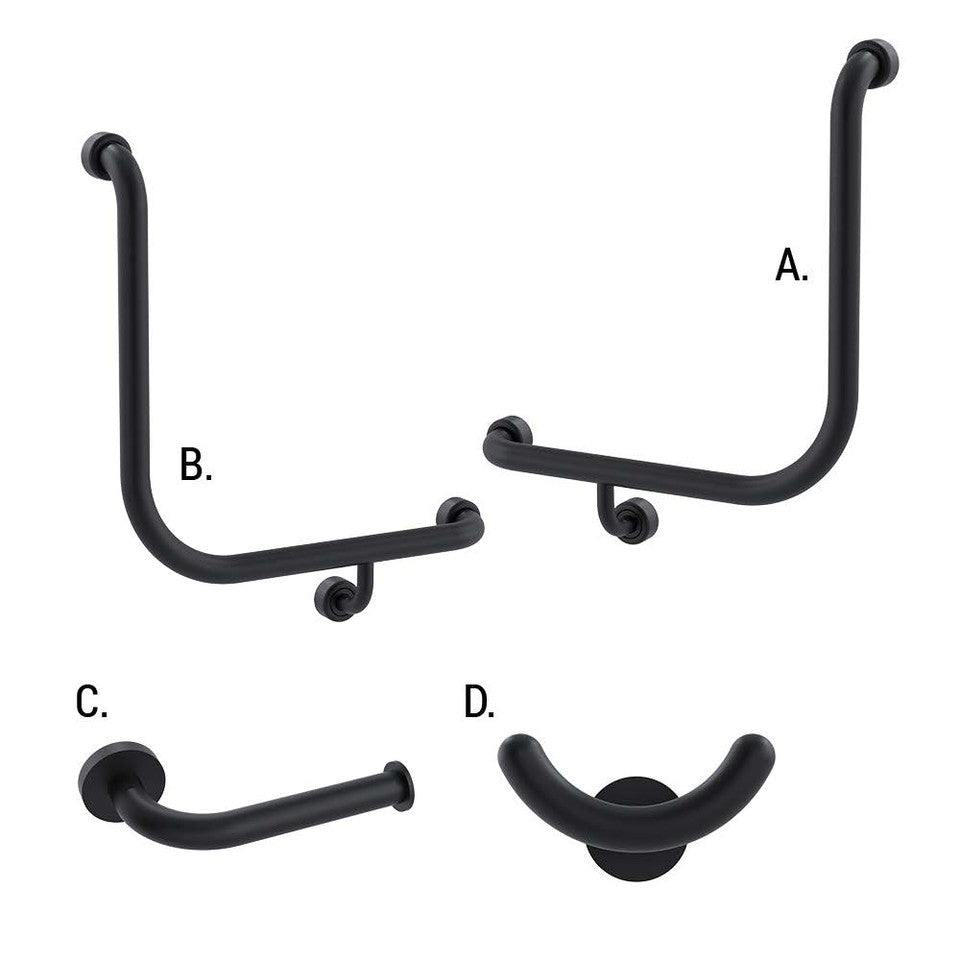 Ambulant Accessible Sanitary Compartment 454 Combination Set Hygienic Seal Matte Black