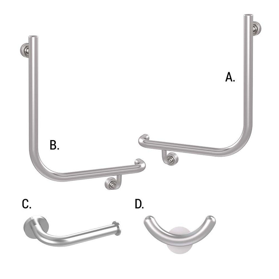 Ambulant Accessible Sanitary Compartment 454 Combination Set Linear Brushed Stainless