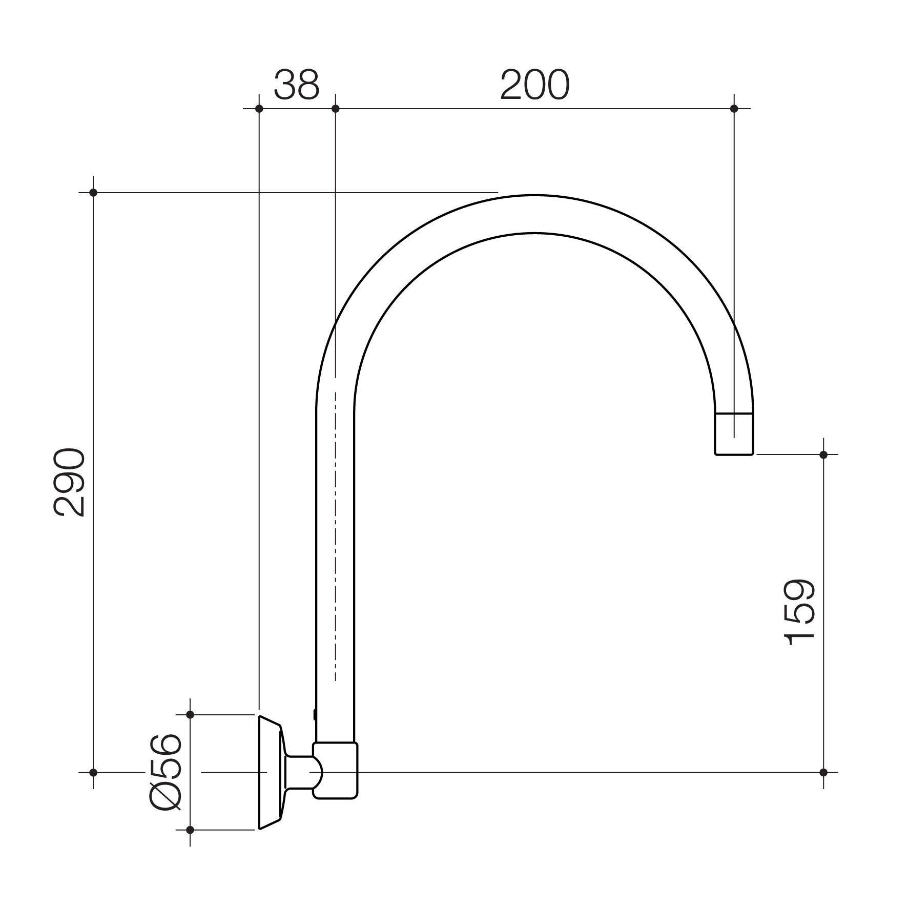 G Series+ Wall Sink Outlet - 200mm