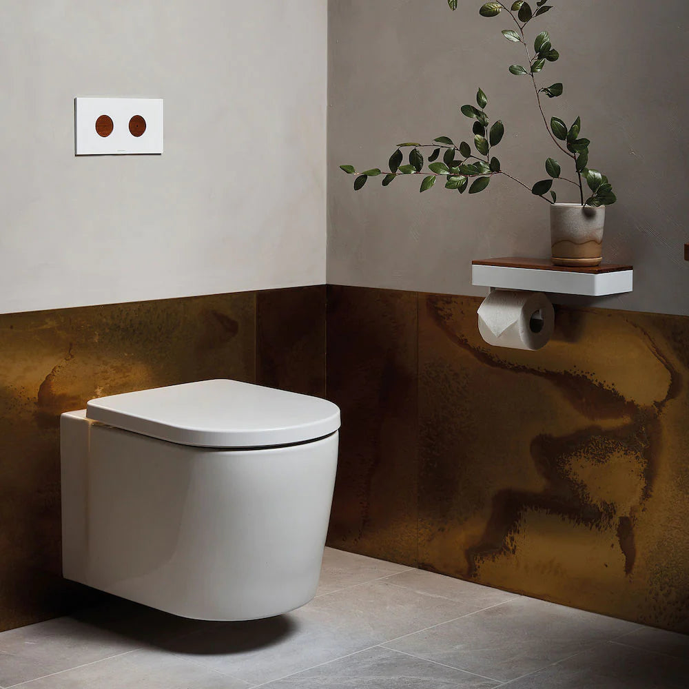 Elvire Invisi Series II ® Round Dual Flush Plate & Buttons - Tasmanian Blackwood