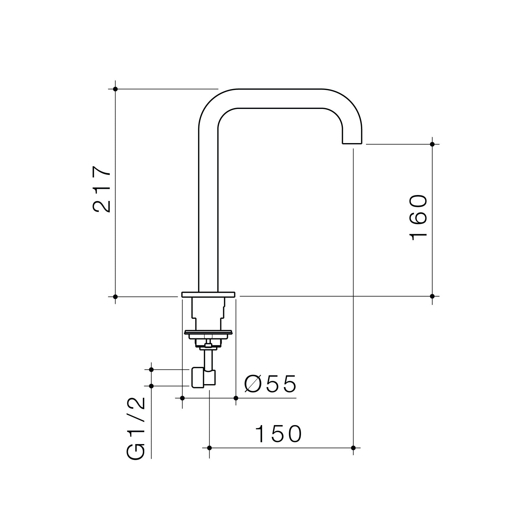 Urbane II Hob Swivel Outlet 150mm - Matte Black