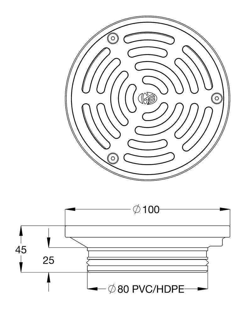 Slip-Safe® SS316 Bolted Cleanout Round 100x80 PVC Slip-In