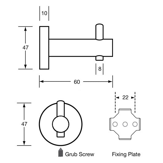 Robe Hook – Concealed Fix in Stainless Steel