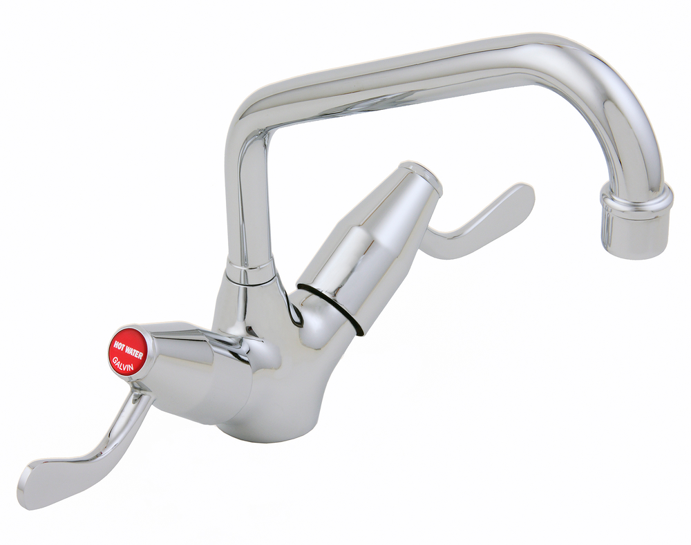 Ezy-Wash® CP-BS Lever Action Twin Mixer Sink Set C/D with 200 Upswept Spout 80 Lever