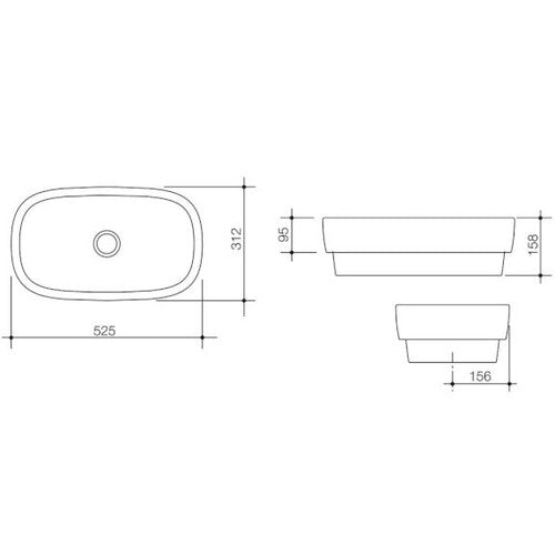 Regent Inset Vanity Basin w/Overflow Plug & Waste Vitreous China White