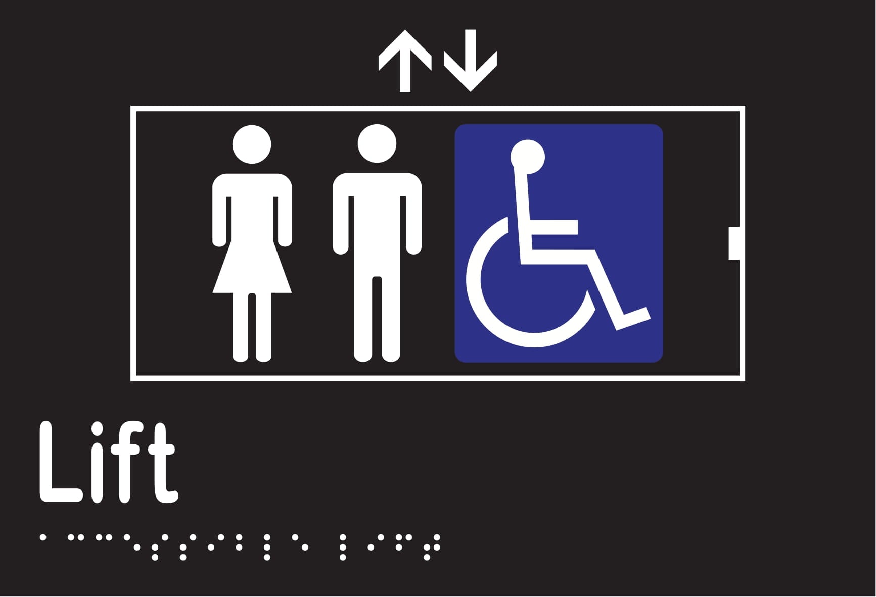 Accessible Lift Braille Sign