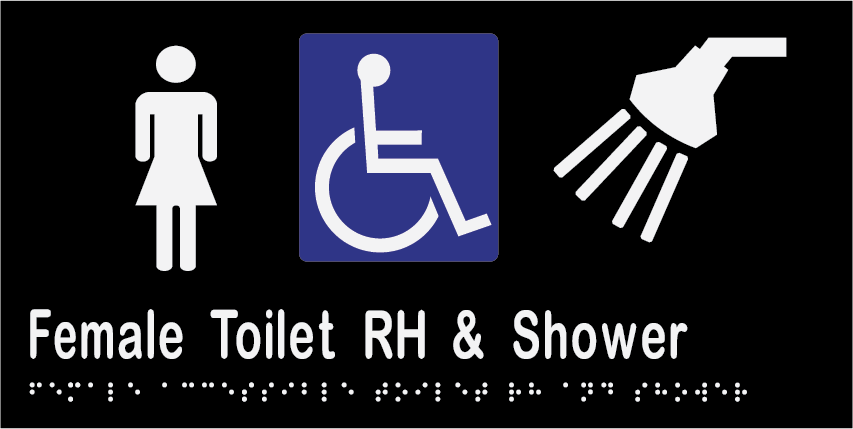 Female Accessible Toilet & Shower RH 300mmW x 150mmH