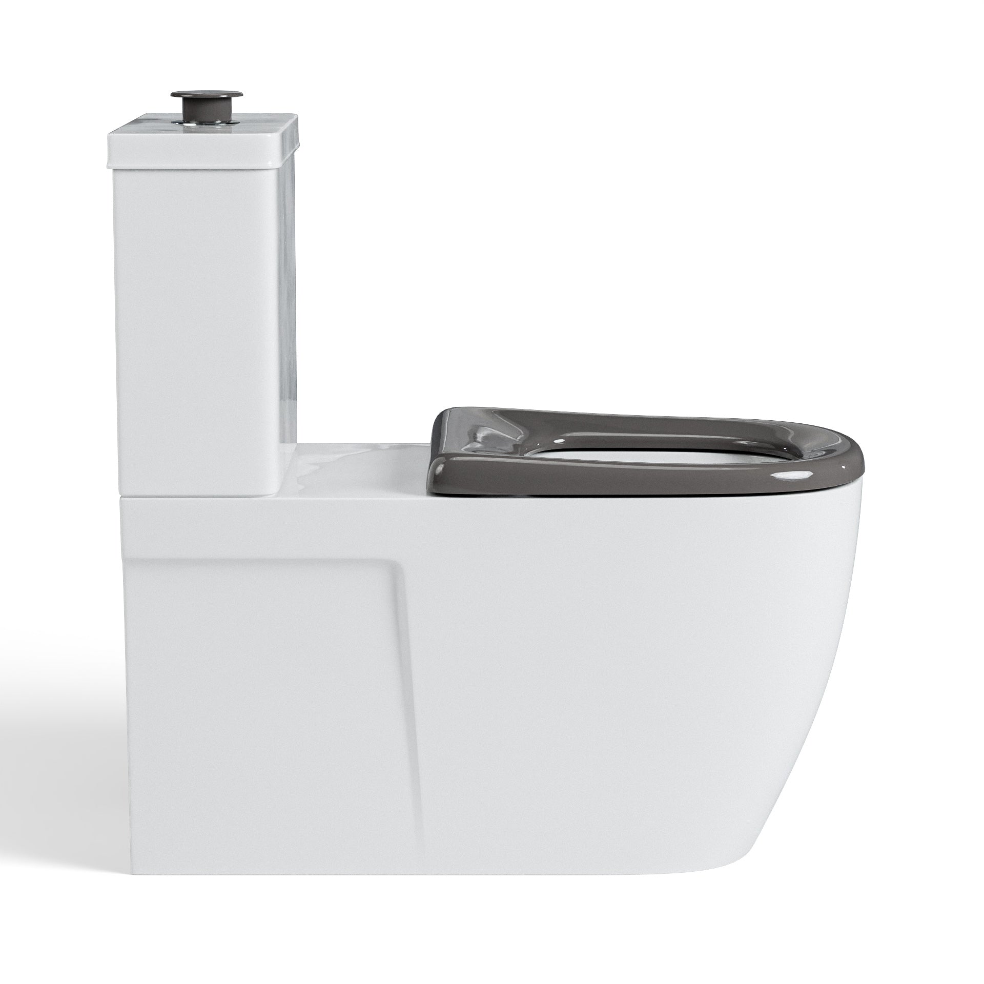 Disabled Back to Wall Rimless Toilet with Grey Seat and Grey Buttons - NDIS SDA