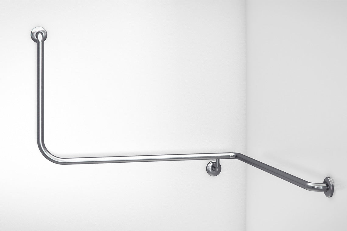 Wellbeing Accessible Toilet Angled Corner Grab Rail with 90° Bend – Right Hand