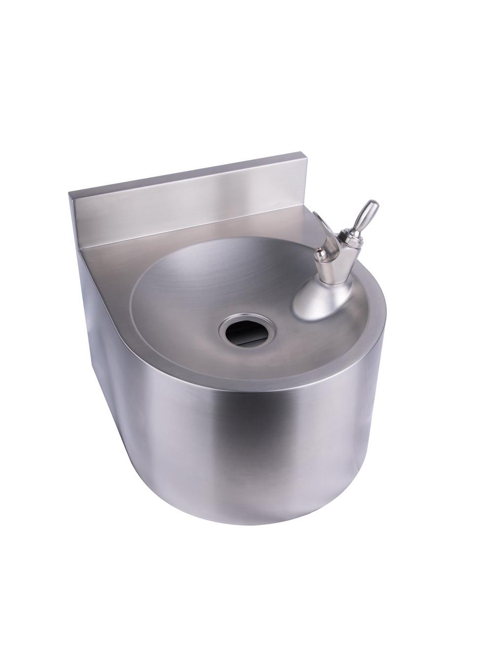 Round Wall Mounted Drinking Fountain with Bubbler Landing