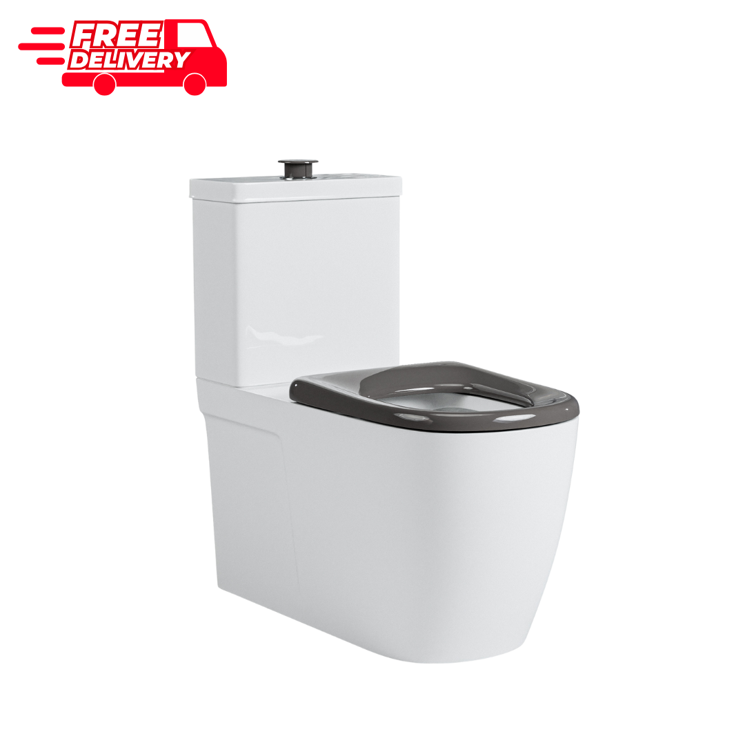 Disabled Back to Wall Rimless Toilet with Grey Seat and Grey Buttons - NDIS SDA