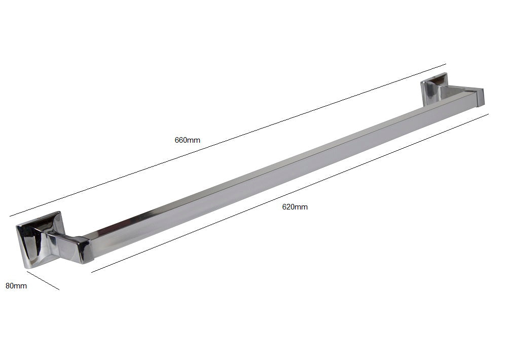 620mm Square Towel Bar in Polished Chrome Look Aluminum