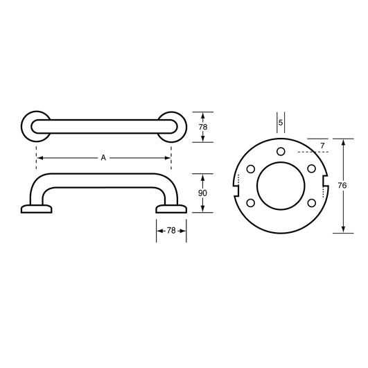 900mm Straight Grab Rail in Designer Black