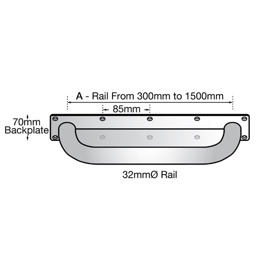 300mm Anti-Ligature Straight Grab Rail in Satin Stainless Steel