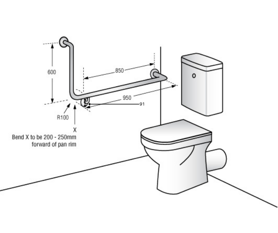 90° Flush Mount Side Wall 950x600mm RH