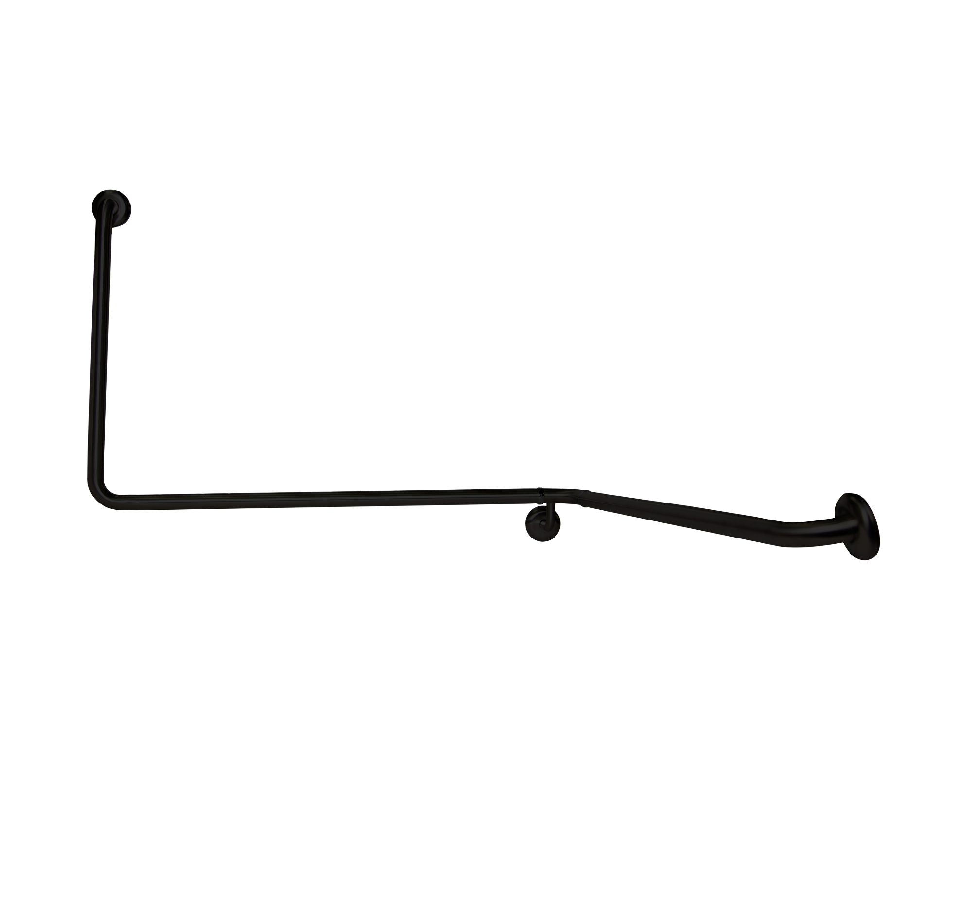 90° Flush Mount Wrap Around Grab Rail Modular 1100x1025x600mm RH in Designer Black