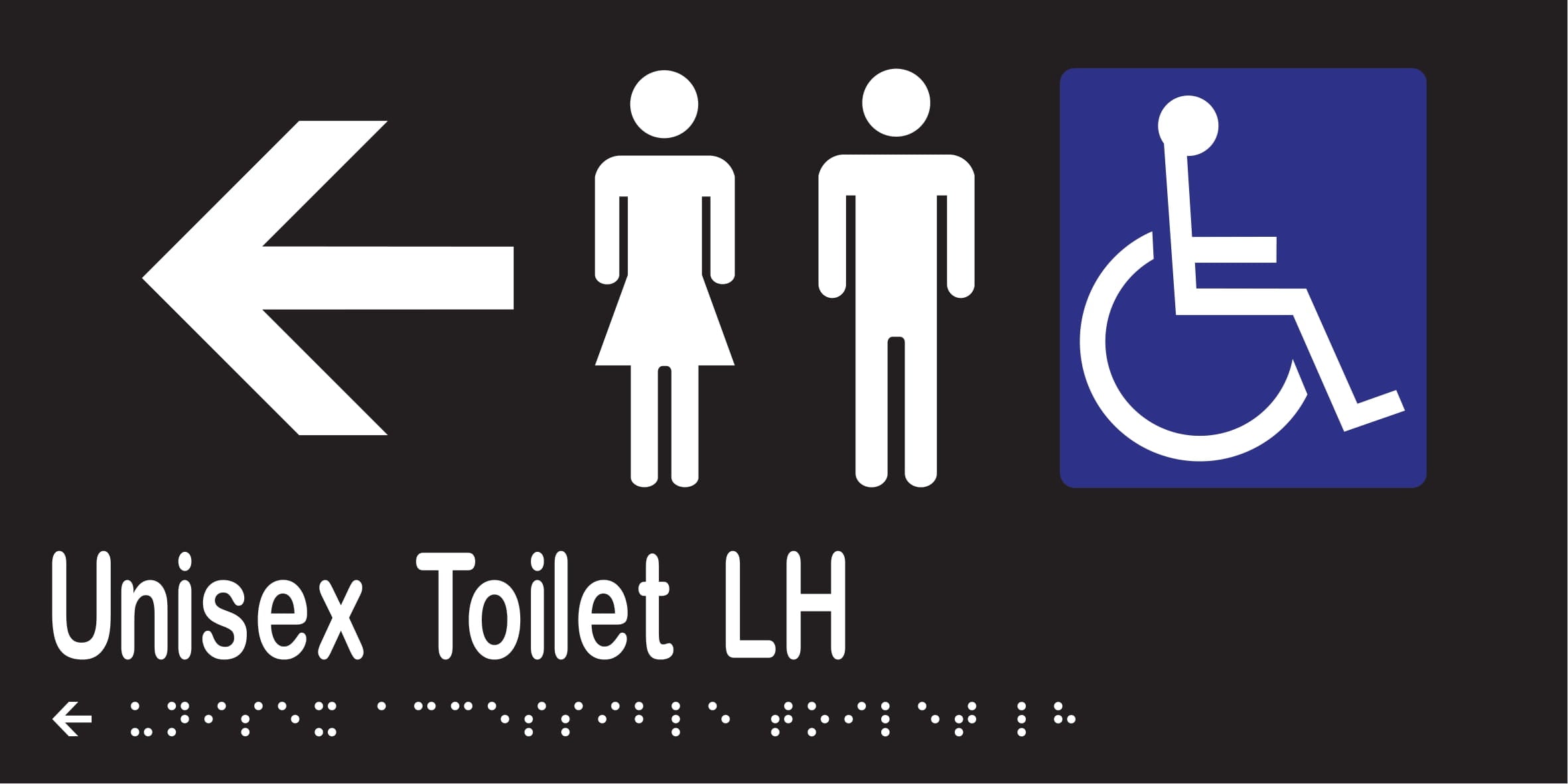 Unisex Accessible Toilet LH & Left Arrow Braille