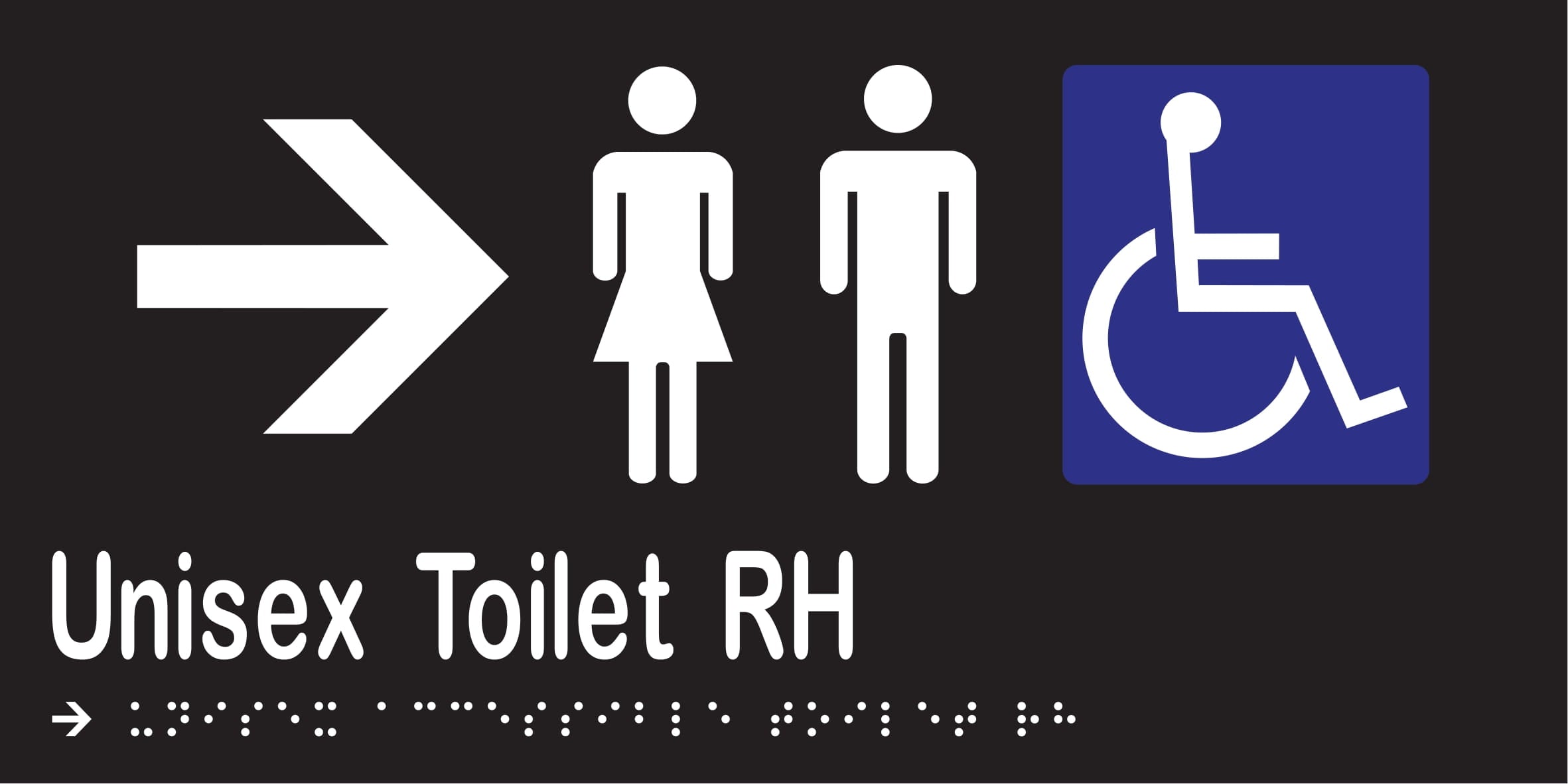 Unisex Accessible Toilet RH & Right Arrow Braille