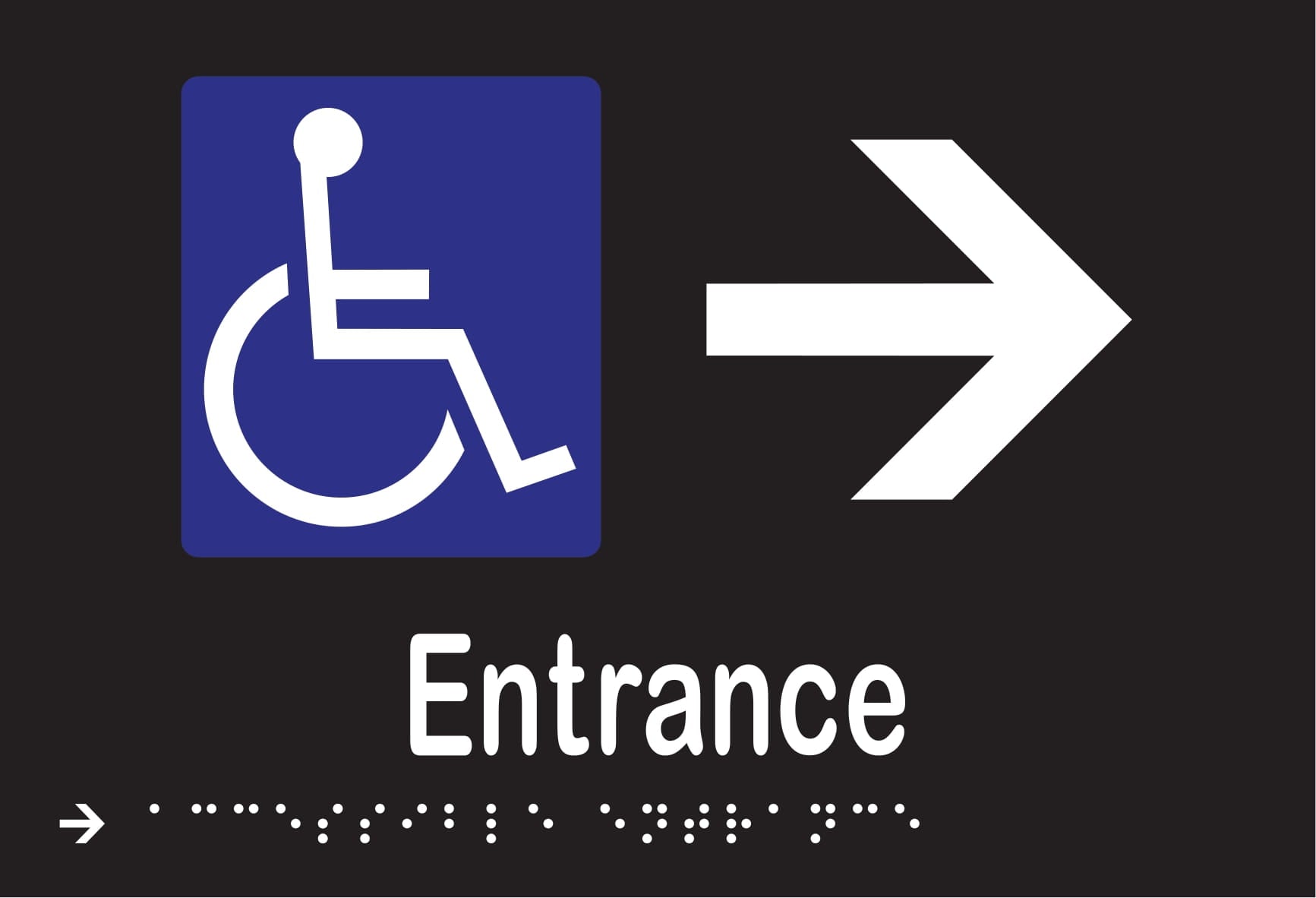 Accessible Entrance & Right Arrow Braille