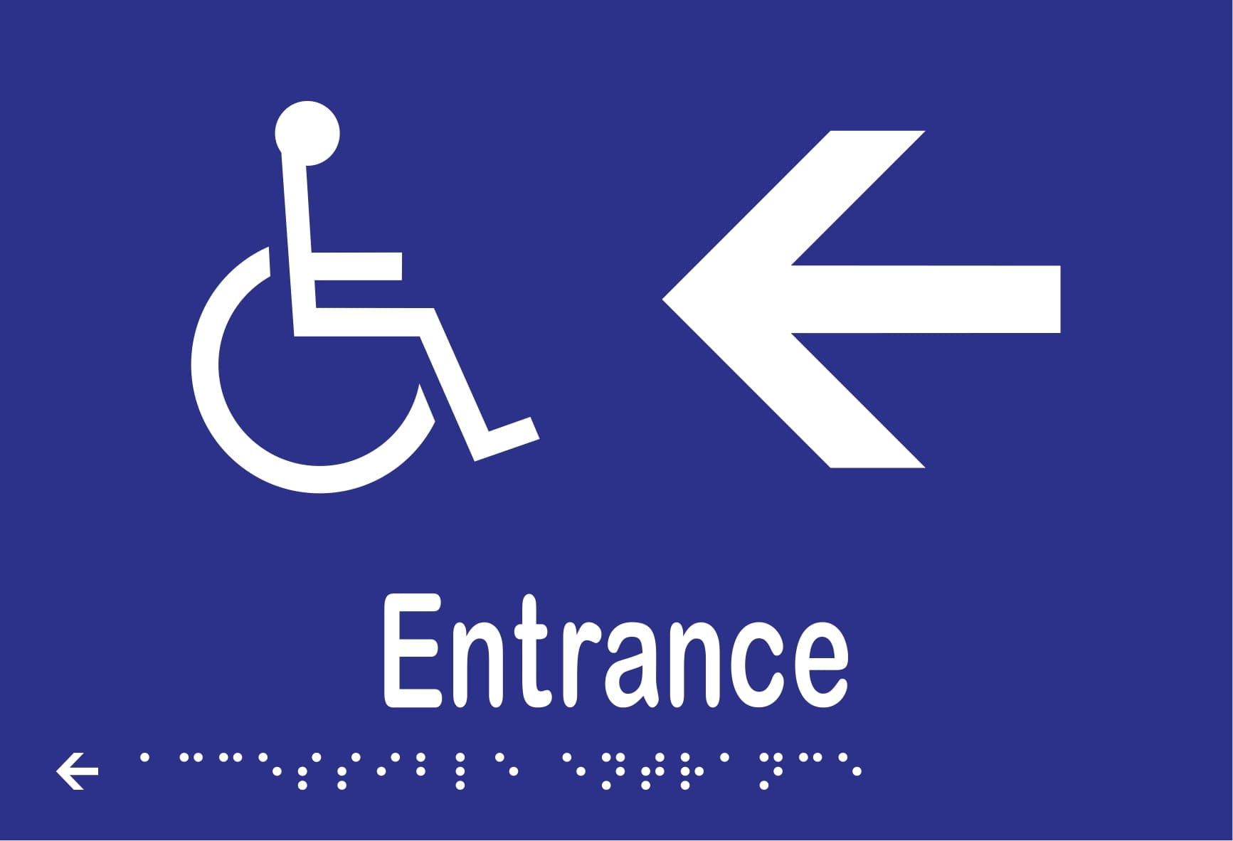 Accessible Entrance & Left Arrow Braille 220mmW x 150mmH