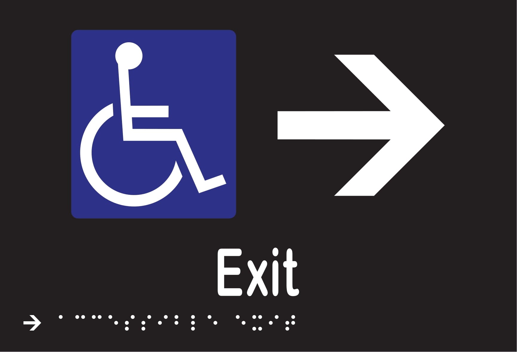 Accessible Exit & Right Arrow Braille