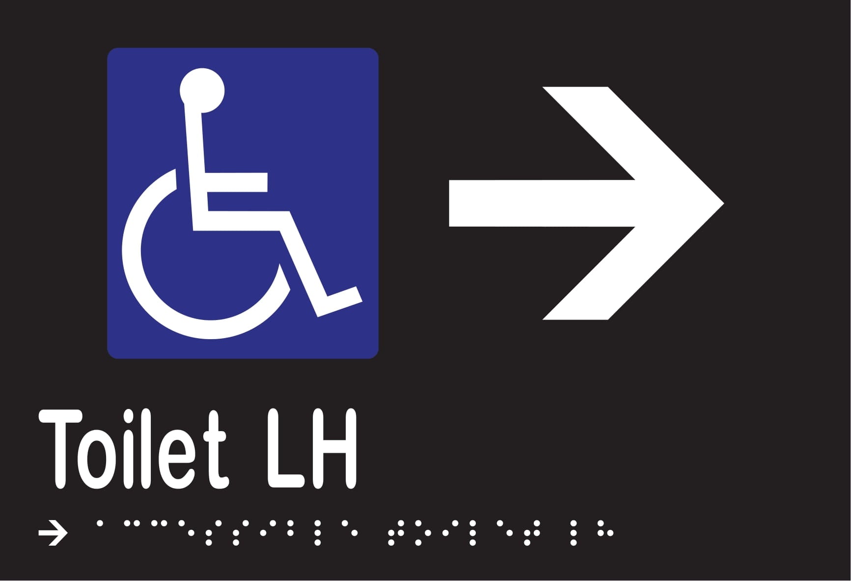 Accessible Toilet LH & Right Arrow Braille