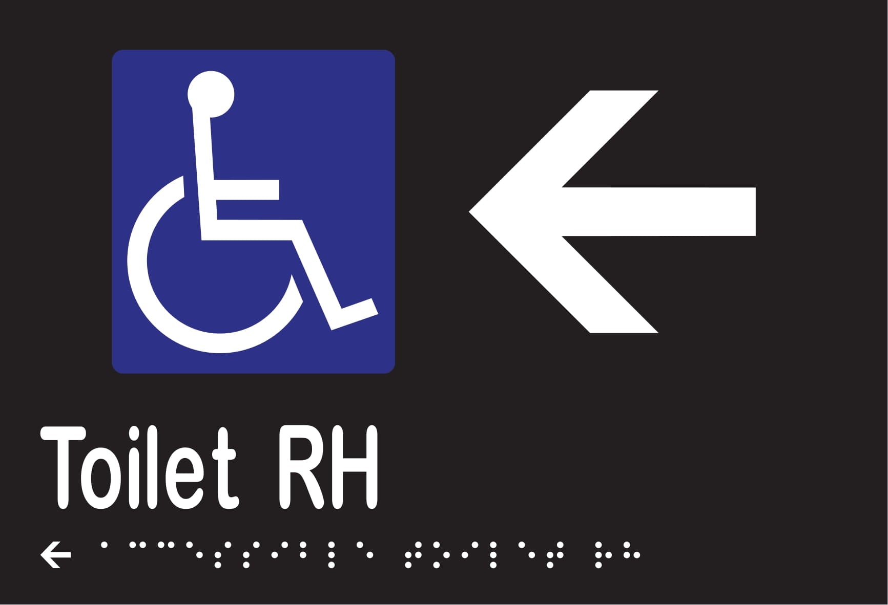 Accessible Toilet RH & Left Arrow Braille 220mmW x 150mmH