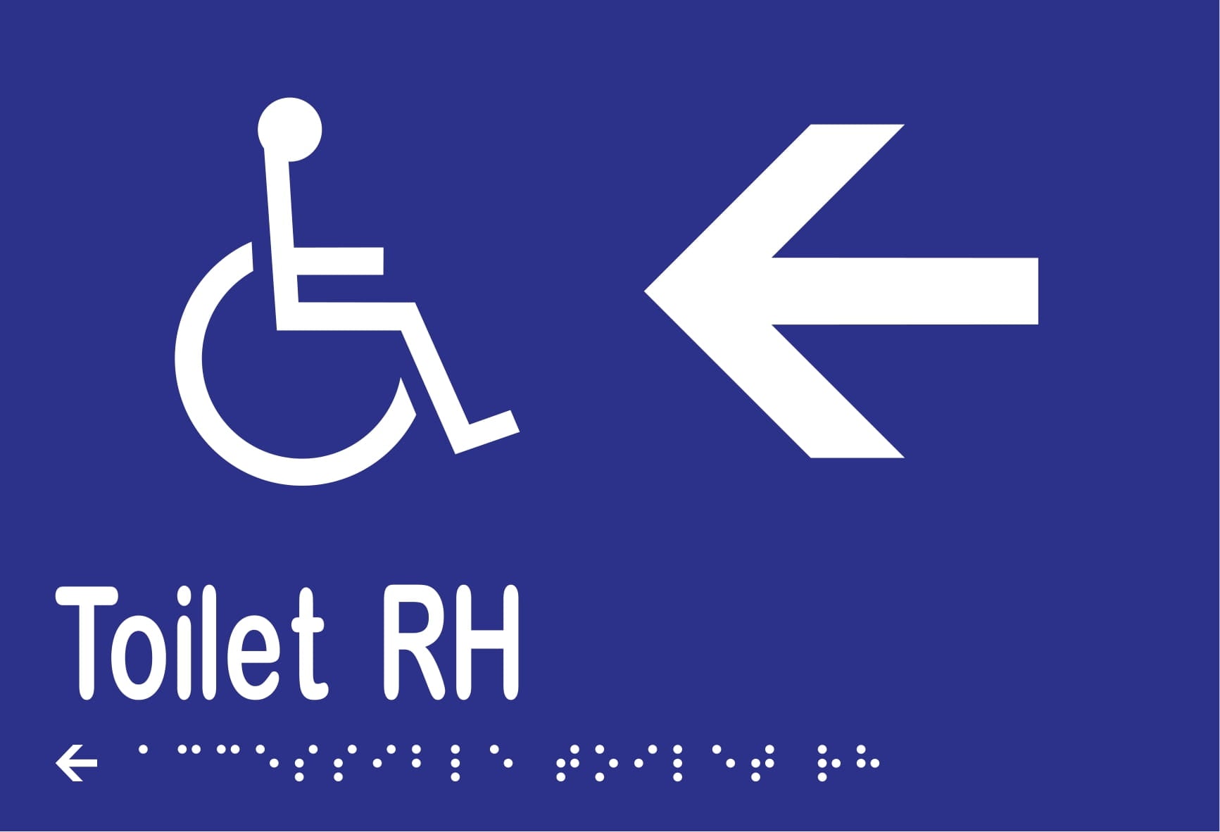 Accessible Toilet RH & Left Arrow Braille 220mmW x 150mmH