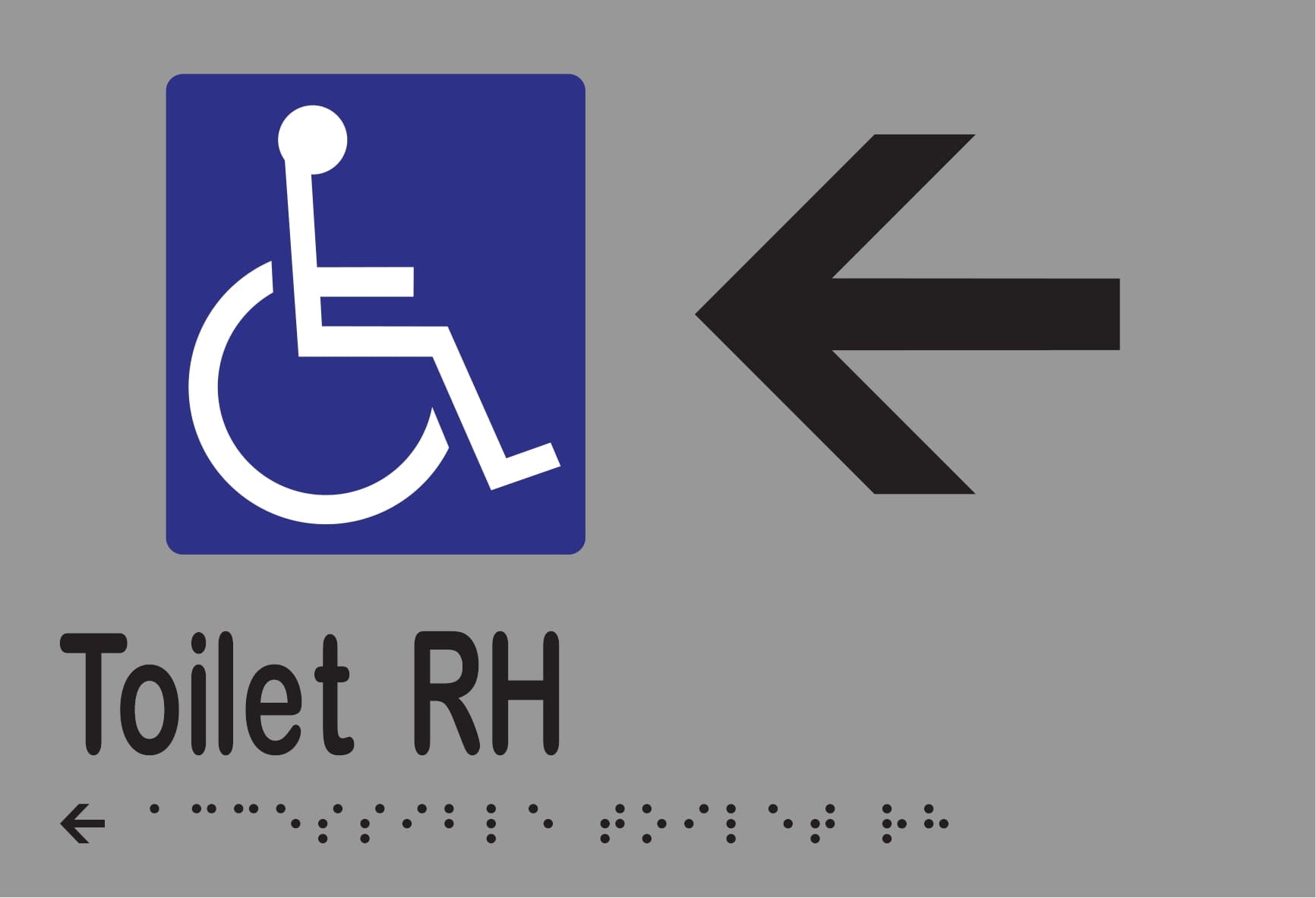 Accessible Toilet RH & Left Arrow Braille 220mmW x 150mmH