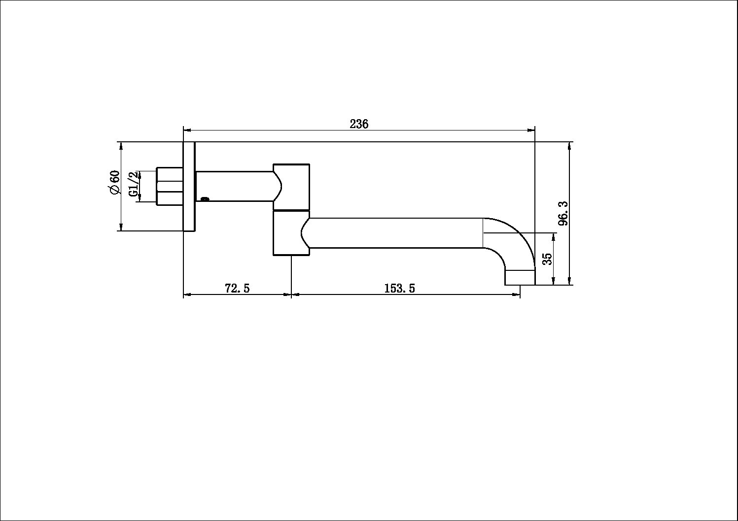 Mecca Wall Mounted Swivel Basin/bath Spout Only 225mm