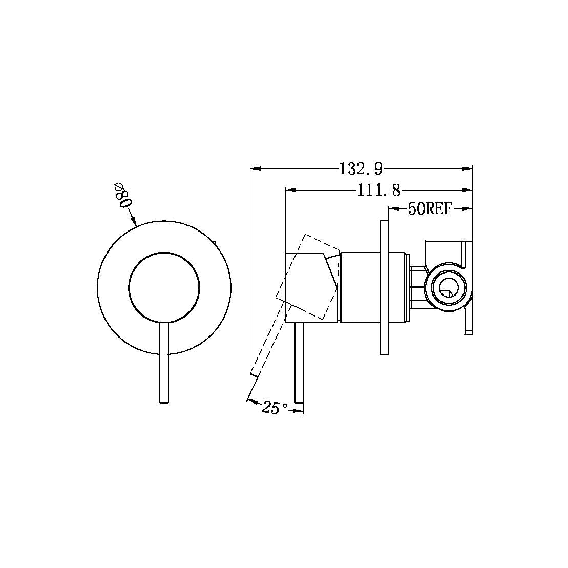 Mecca Shower Mixer 80mm Plate