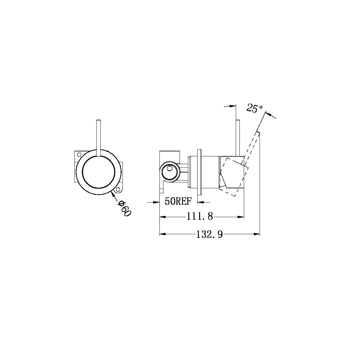 Mecca Shower Mixer 60mm Handle Up Plate