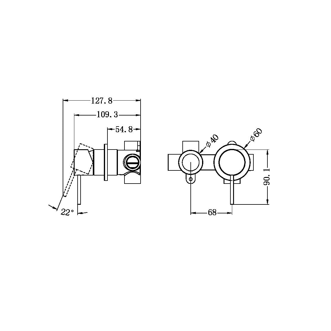 Mecca Shower Mixer With Horizontal 2 Way Divertor