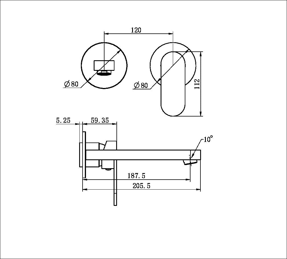 Ecco Wall Basin/bath Mixer Separate Back Plate