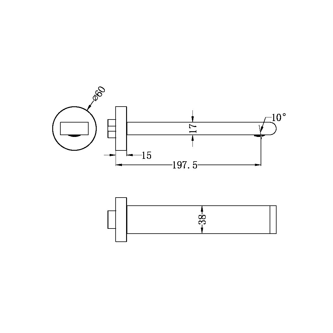 Bianca Fixed Basin/bath Spout Only 200mm