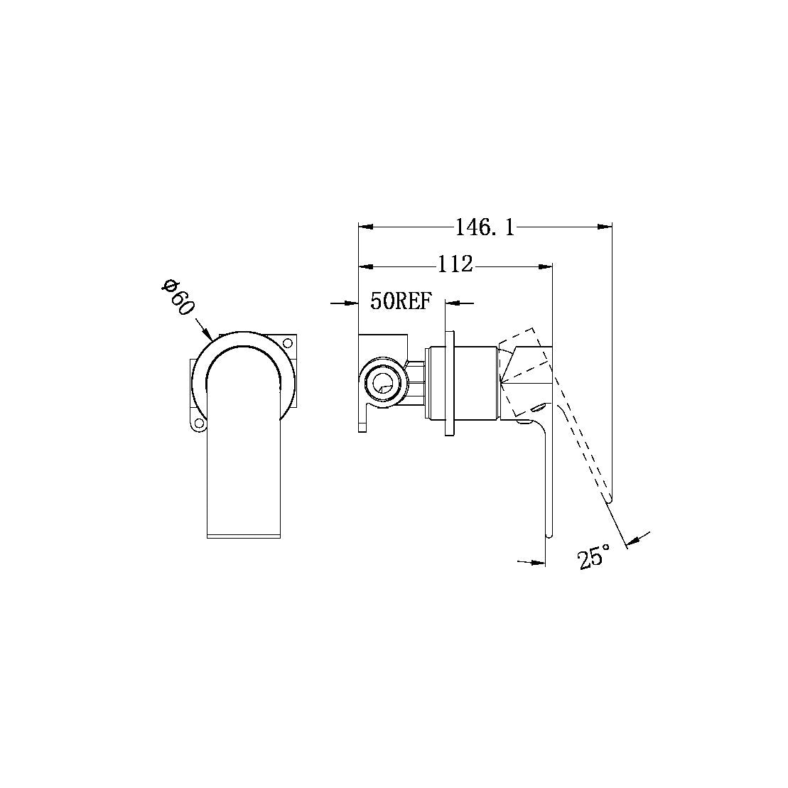 Bianca Shower Mixer 60mm Plat