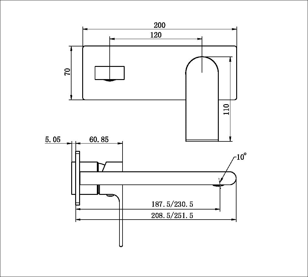 Bianca Wall Basin/bath Mixer 187mm Trim Kits Only