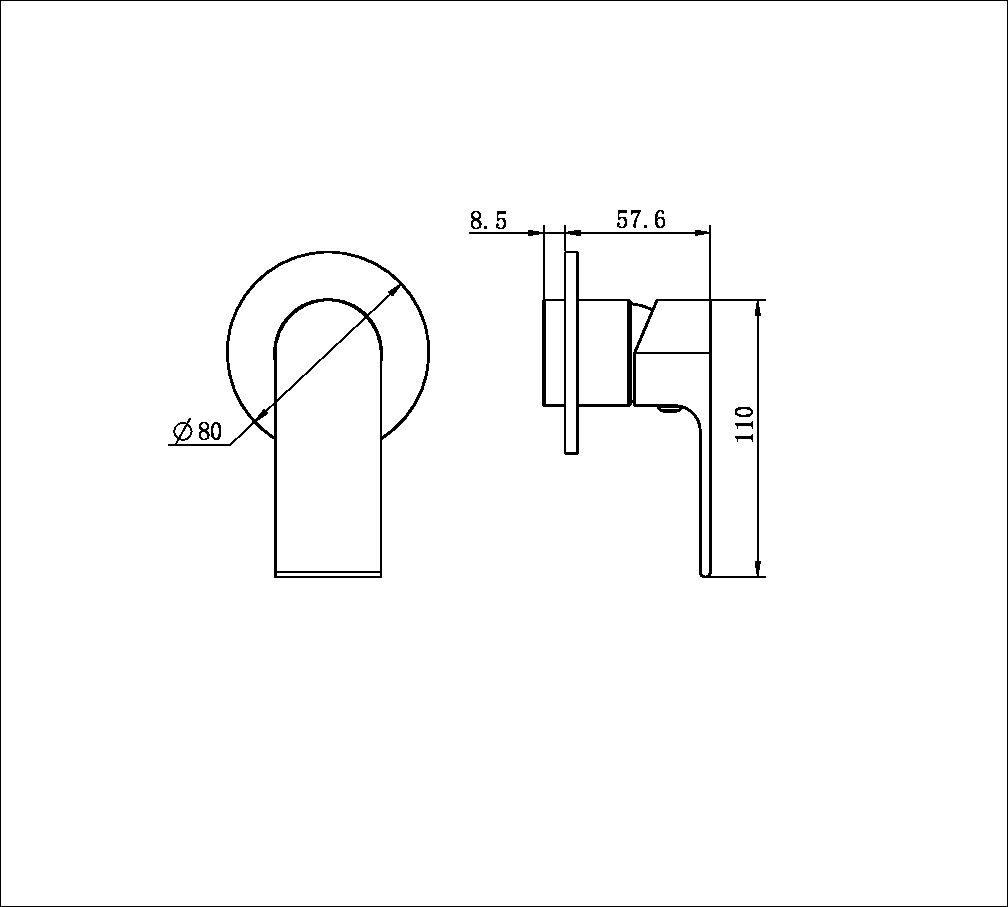 Bianca Shower Mixer 80mm Plate Trim Kits Only