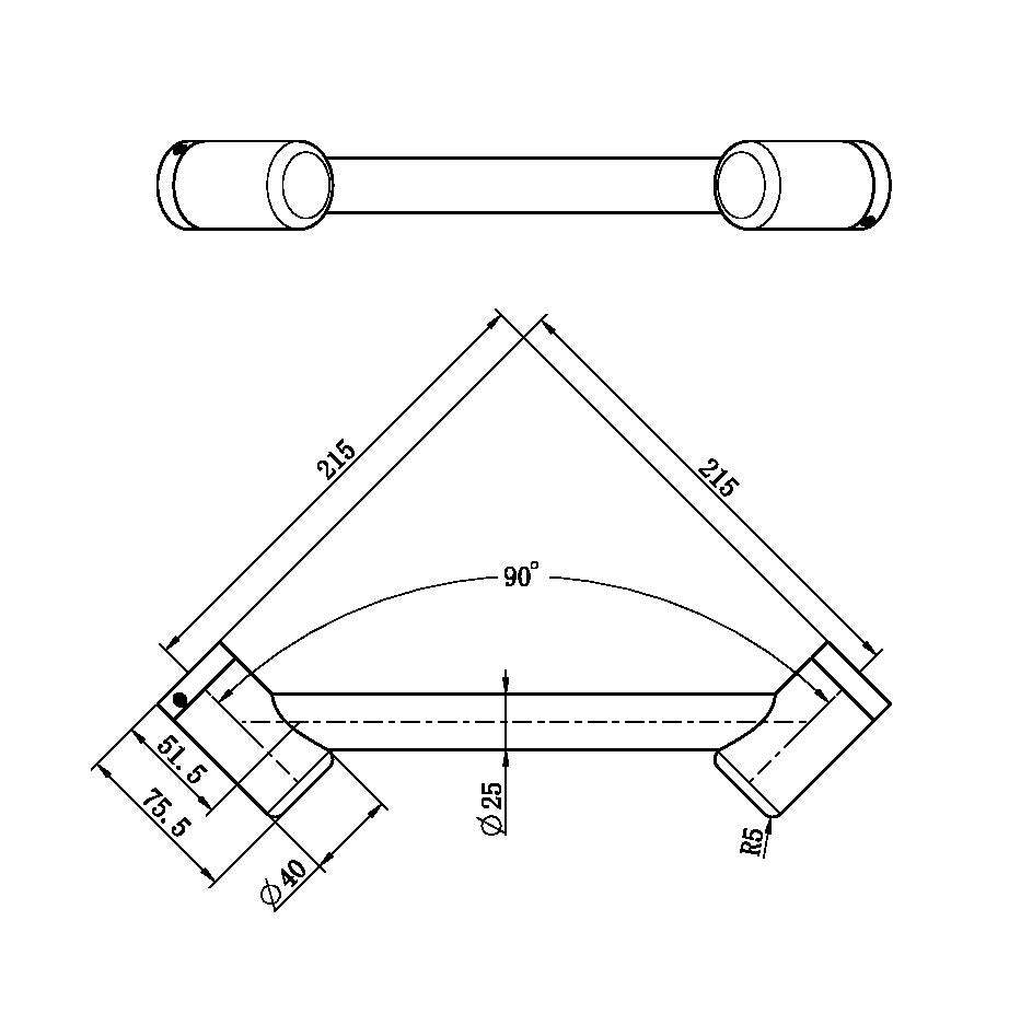 Mecca Care 25mm Footrest Corner Grab Rail 215mm