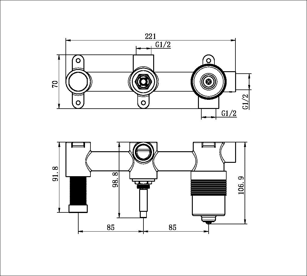 Premium 35mm Universal Shower System Body Only