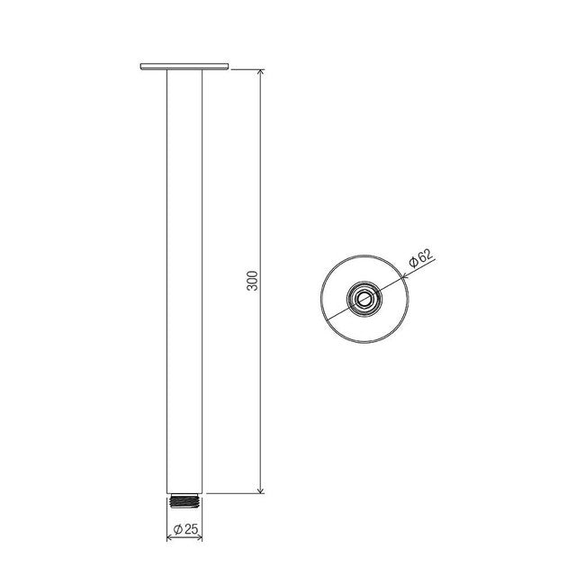 Vertical Arm Chrome  600mm